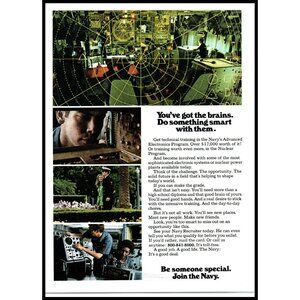 1974 US Navy Recruiter Recruiting Vintage Print Ad Electronics Program Wall Art